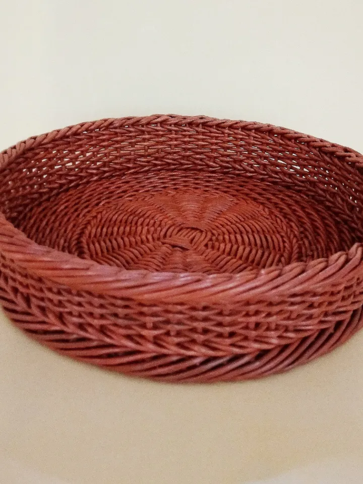 Round Wicker Tray without Handles Rustic Style Tray