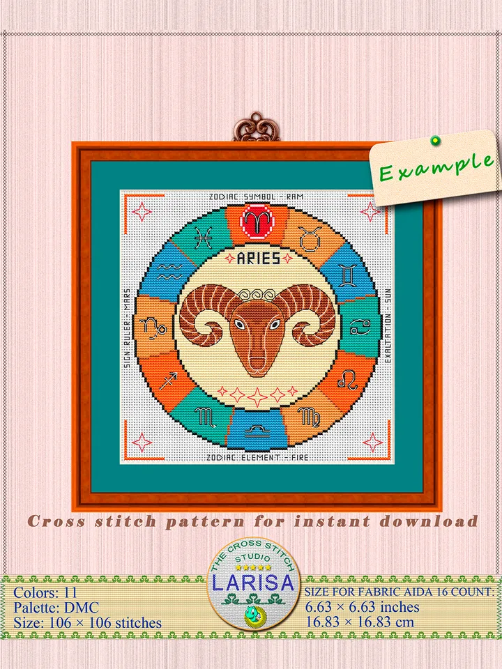 Aries Cross Stitch Pattern | Aries Zodiac Sign
