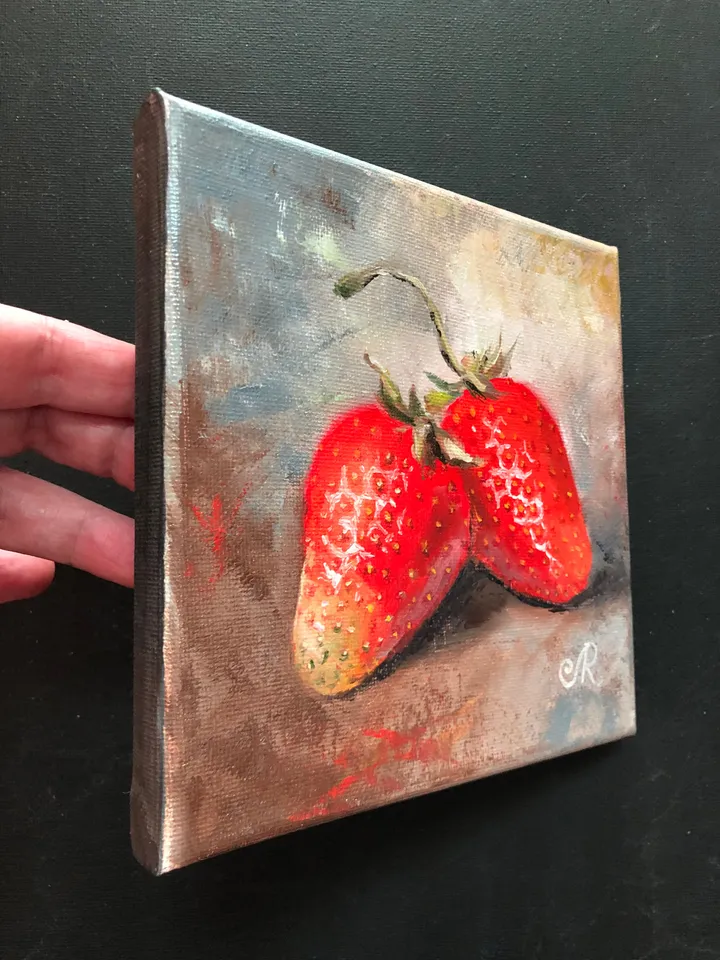 Fruits Painting on Canvas Kitchen Still life Strawberry Painting