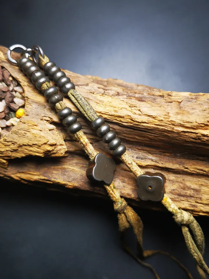 Gandhanra Handmade 6mm Tibetan Buddhist Prayer Bead Counters for 8-15mm Mala,with Flower Pendant, Made of Cold Iron