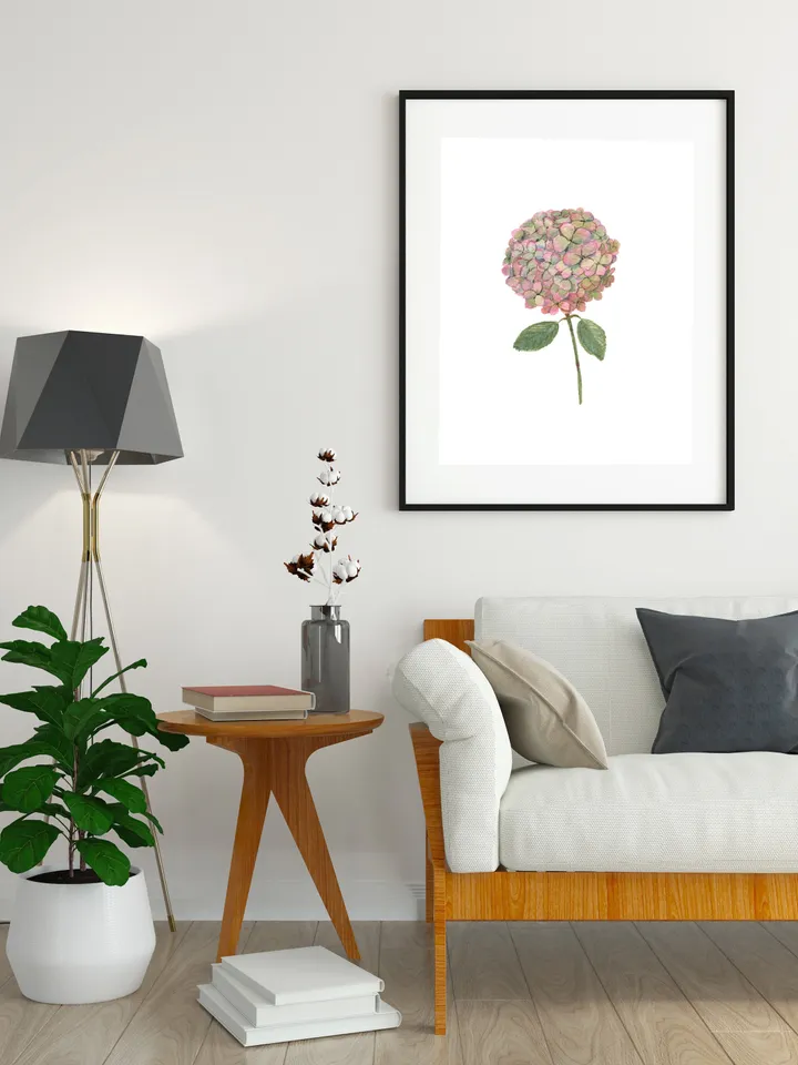 Hydrangea Flower Watercolor Poster Floral Painting Minimalist Wall Art Printable Artwork Botanical Painting Hydrangea Art Hydrangea decor