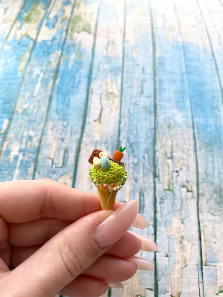 Miniature Easter Ice Cream with Polymer Clay Dollhouse Souvenir