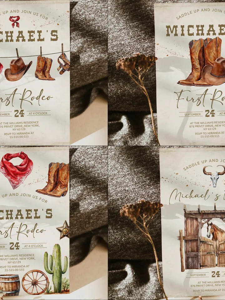DIY First Rodeo Birthday Bundle; Editable Our little Cowboy Birthday Party Template; Wild West Birthday Party; Rodeo Birthday Party; fr12