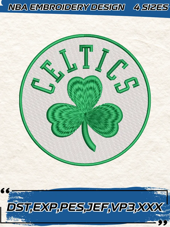 Boston Celtics Logo Embroidery Designs,NBA Logo Embroidery Files, Machine Embroidery Design File, 4 Sizes,Digital Download