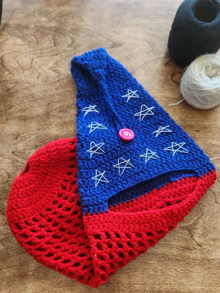 Patriotic Stars & Stripes Crochet Grocery Bag & Craft Organizer Pattern