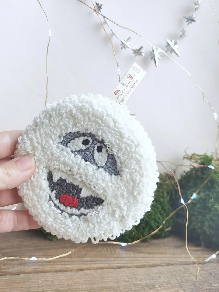 Abominable snowman ornament Yeti gifts Big foot Christmas tree decor snowman door hanger Punch needle ornament Snowman toy