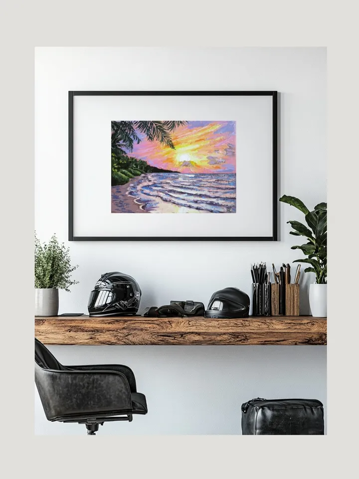 Original Oil Painting California Beach Sunset with Ocean Palette Knife Art Ocean Waves and Beach Scene Artwork