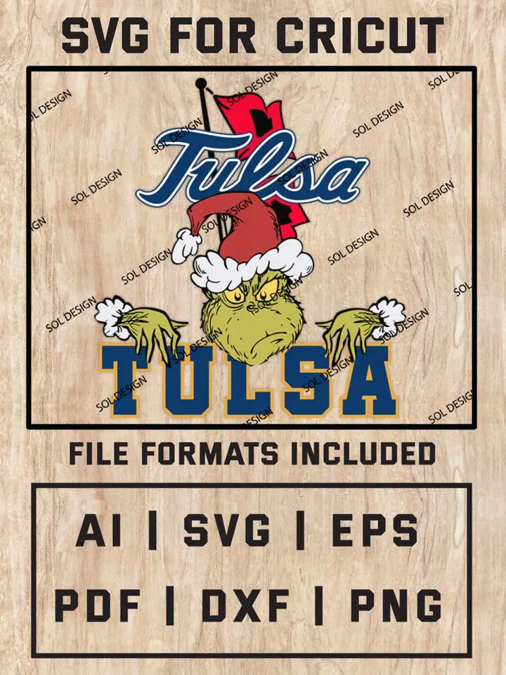 Grinch Tulsa Golden Hurricane SVG, NCAA SVG Design, NCAA Tulsa Golden Hurricane SVG, NCAA Golden Hurricane Cricut, Christmas Svg, Grinch svg, Digital Download
