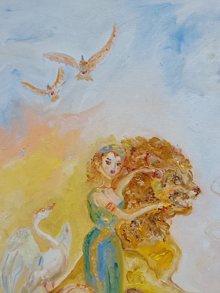 Oil painting on canvas "VIII Arcana Tarot "Strength"" 40x60cm (16x24inch)