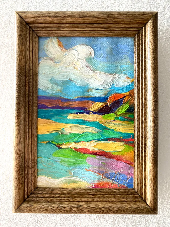 Seascape Oil Painting Original Sea Landscape Painting Impasto Small Artwork Ocean Coastal Wall Art