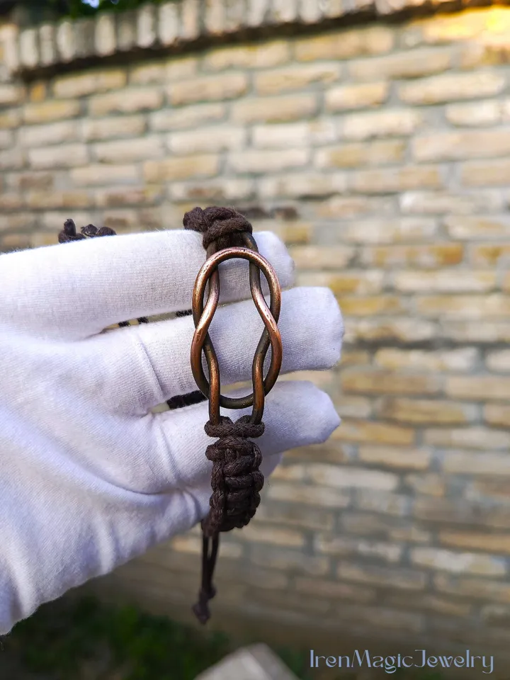 Nautical Cord Bracelet with Copper Knot for Men