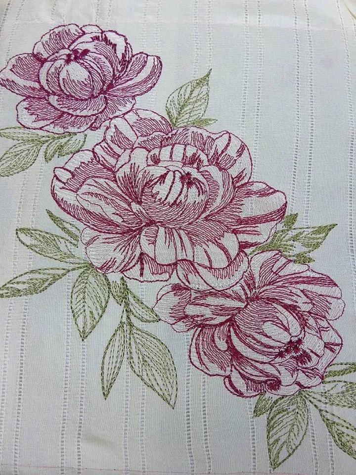 Peonies Set redwork Machine Embroidery Design