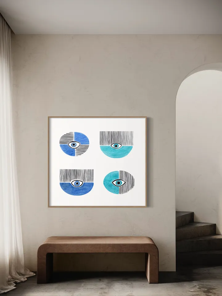 Evil Eye Poster, Watercolor Evil Eye, Evil Eye Poster Nazar Poster Evil Eye Decor Wall Decor Turkish Wall Art Greek Art Blue Art Boho