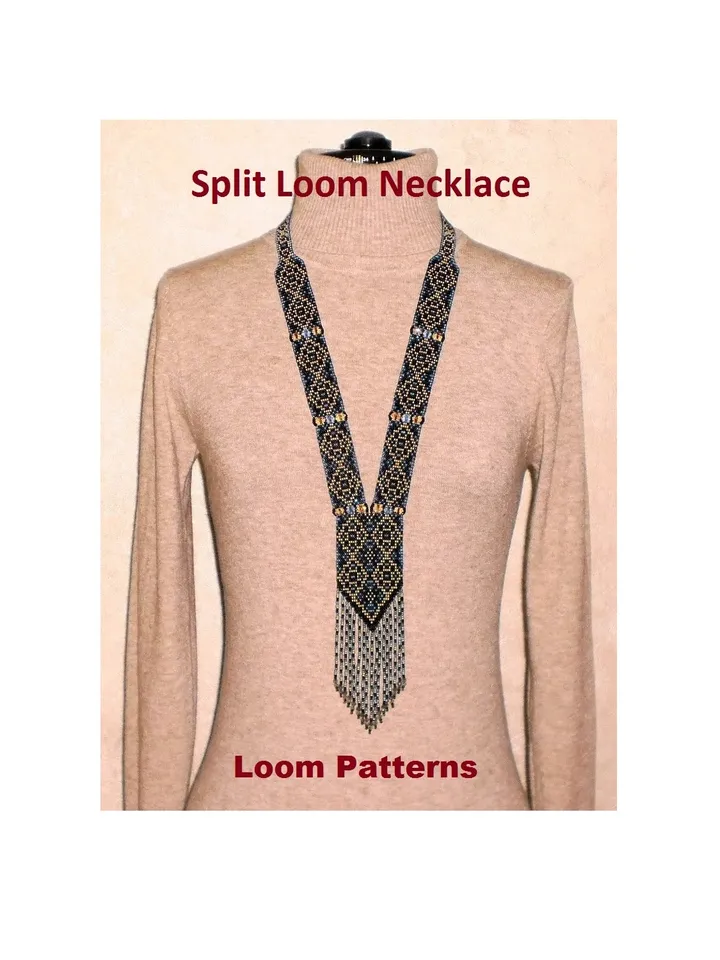 Bead loom patterns, schemes for a Gerdan-Split-Loom Necklace, Beading Loom only Pattern, Instant Download, PDF