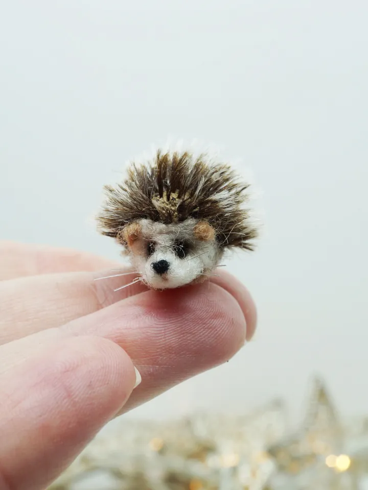 Fluffy the hedgehog, miniature needle felted animal, baby hedgehog, made to order