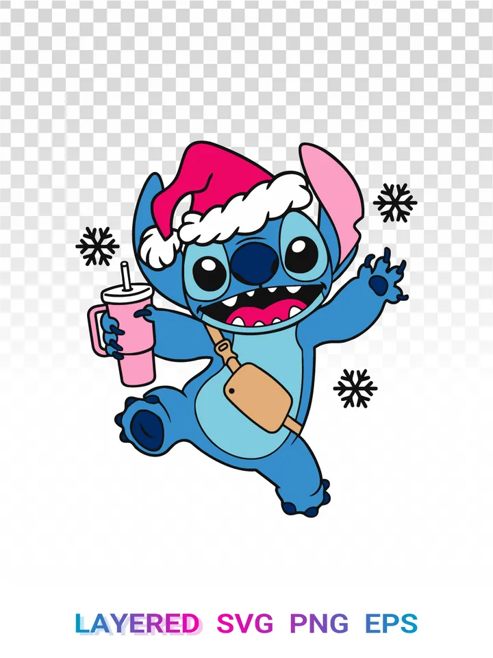 Stitch Christmas Stanley SVG, Disney Santa Hat PNG Cricut