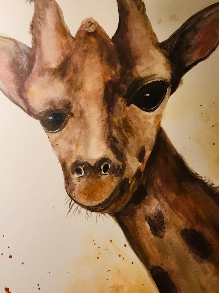 Giraffe original watercolour painting on watercolour paper,kid s room decoration,animals wall art,gift.