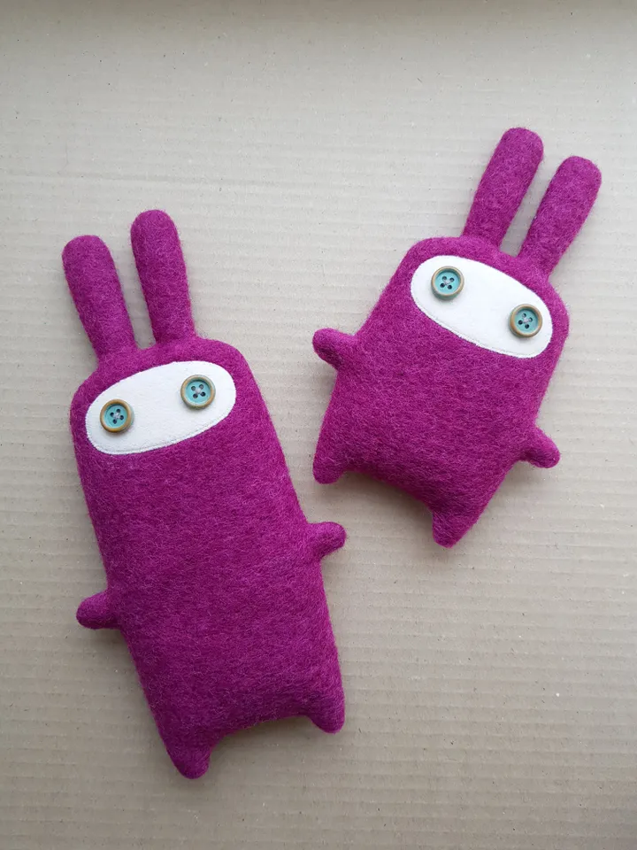 Big pink rabbit sewing pattern PDF digital tutorial in English, animal doll sewing diy