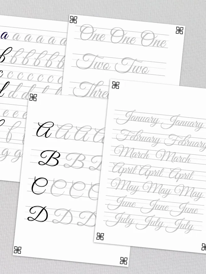 CALLIGRAPHY LETTERS TRACING, handwriting letters, calligraphy for beginners, calligraphy printable, calligraphy sheets.