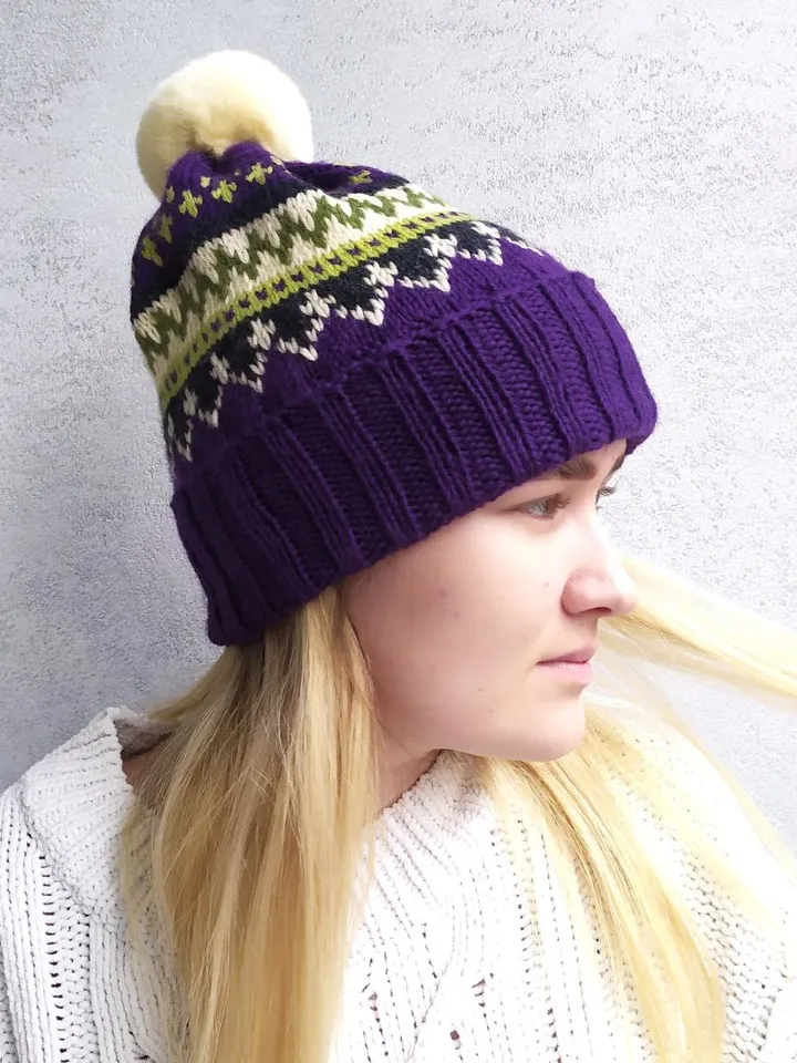Warm winter bright handmade womens hat