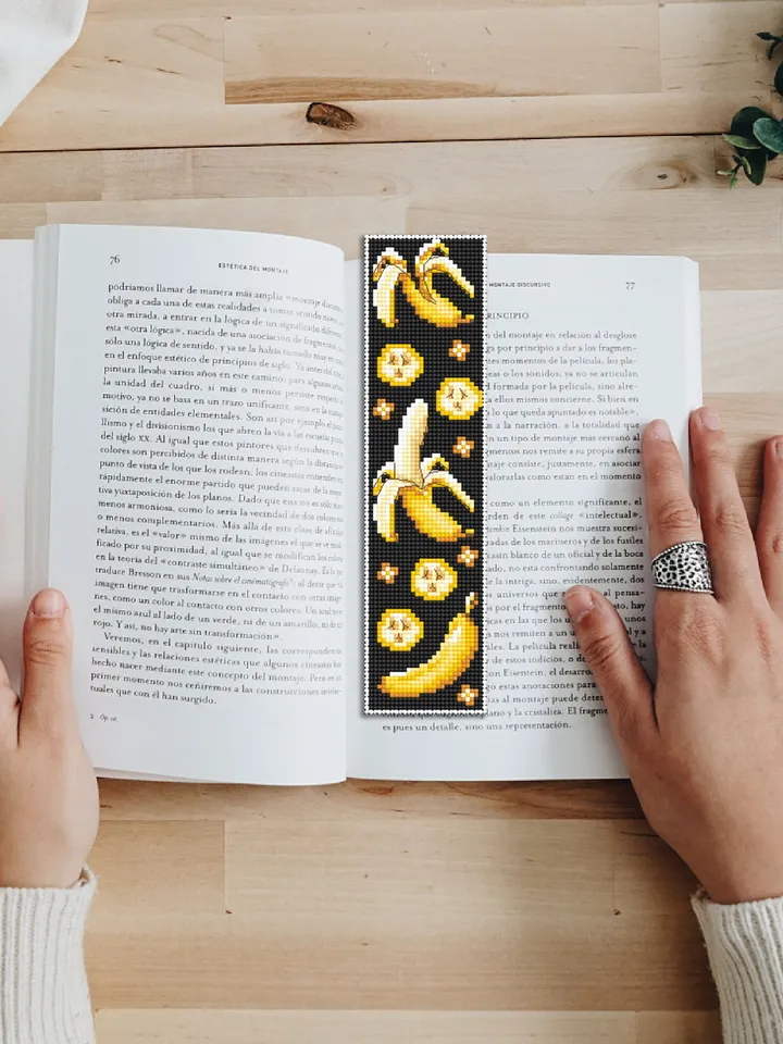 Bookmark banana cross stitch pattern PDF Tropical fruit cross stitch chart, Digital bookmark pattern instant download, Banana design #B141