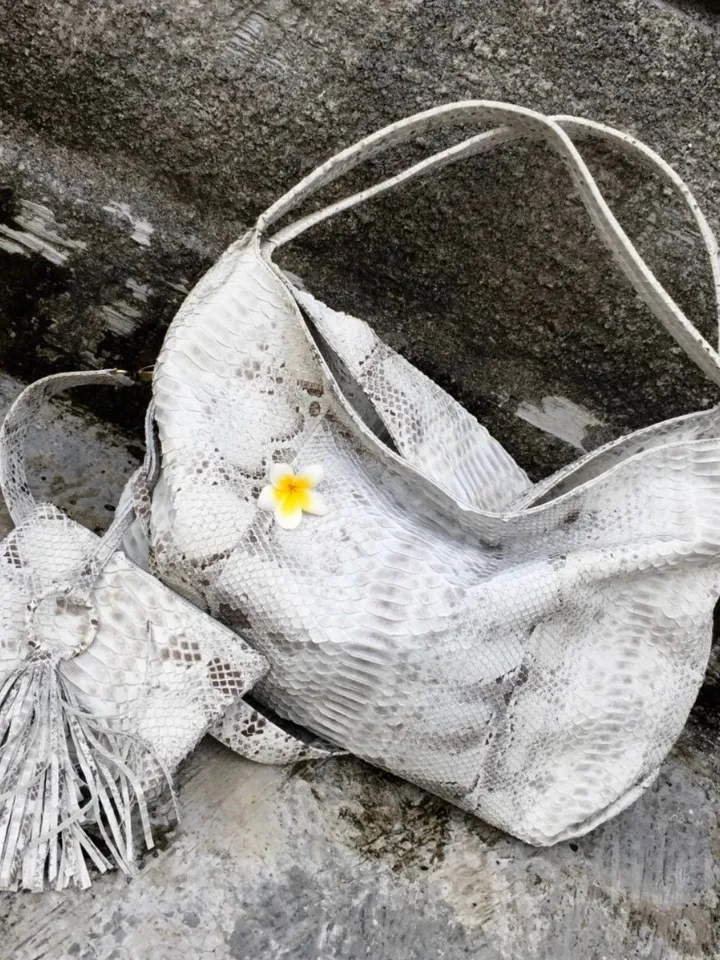 Big Soft Hobo Genuine Python Skin Classy Bag | Exotic Leather Bag | Soft Hobo Snakeprint Bag | Sport Bag | Python Casual Bag | Summer Bag