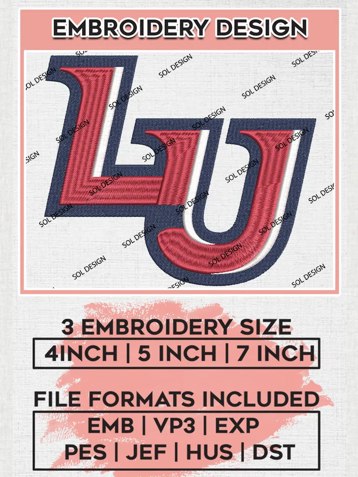 NCAA LU Flames Football Team Logo Embroidery Design Files, NCAA Liberty Flames Machine Embroidery, NCAA Teams, Game Day, 3 sizes, NCAA Machine embroidery designs, Digital Download