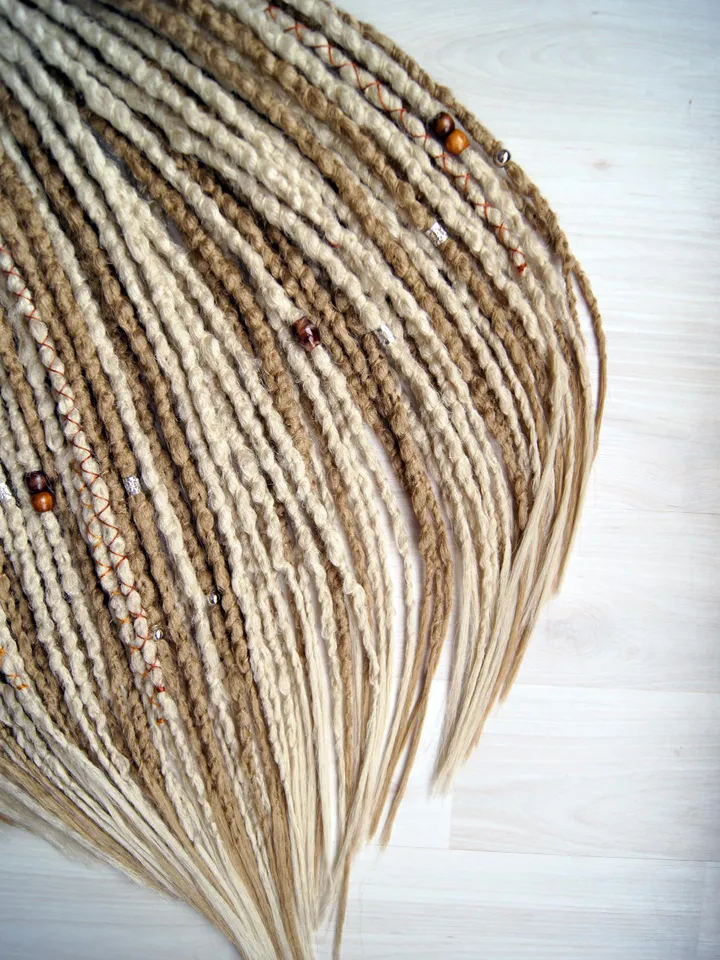 Ready to ship! Full set head dread extensions Blonde mix boho style Double ended 22 inches
