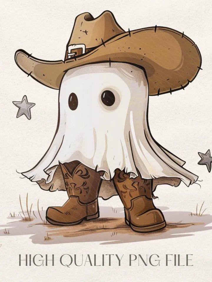 Cute Halloween Cowboy Ghost Png, Halloween Western Country PNG, Howdy Halloween Shirt Png, Ghost Boo Png, Halloween Sublimation Design