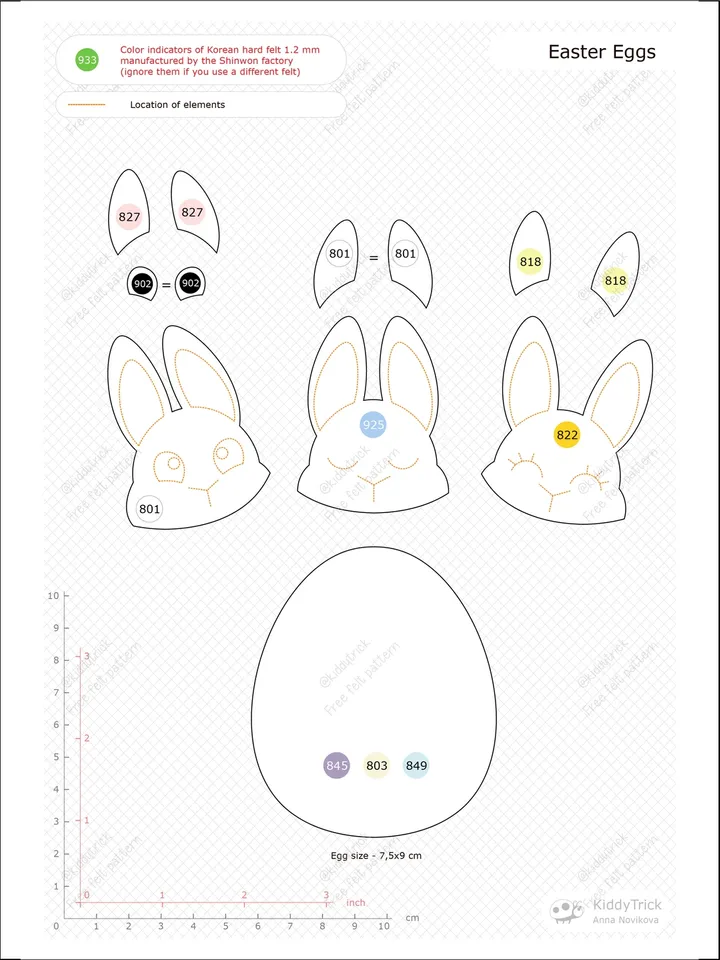 Felt Easter Eggs - Sewing Pattern