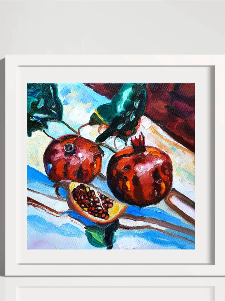 Pomegranate Oil Impasto  Oil Painting Original Oil Art 8*8