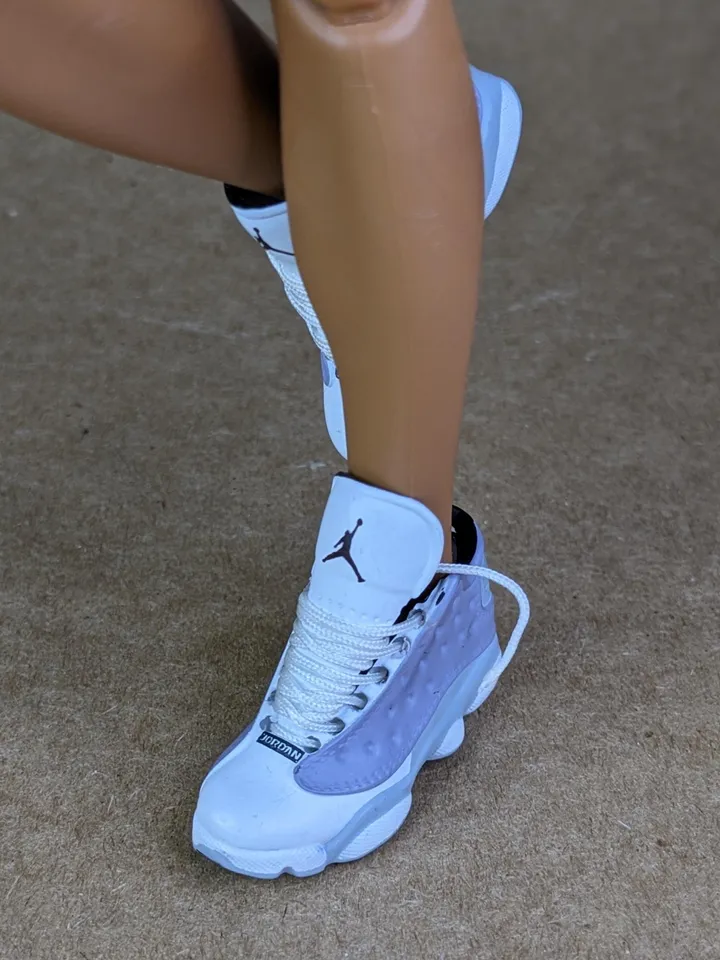 Premium purple & white sneakers for 12 inch male dolls
