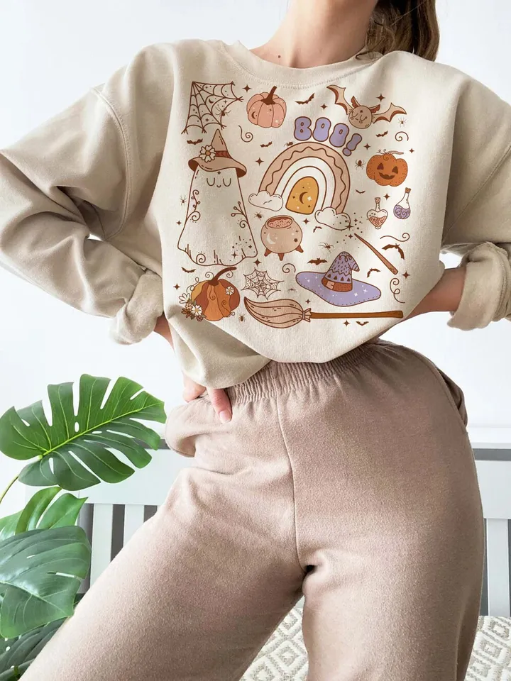 Cute Ghost Png, Back and Front Boo Png, Retro Halloween Png, Halloween Sublimation, Kid Shirt Design, Spooky Halloween Png, Fall Sublimation