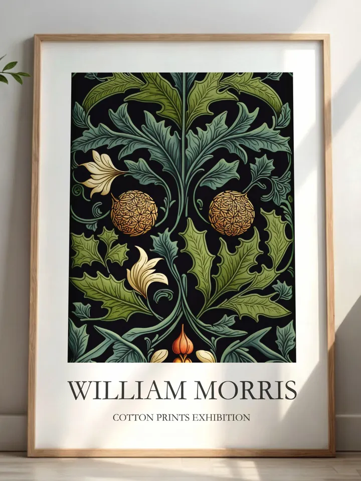 William Morris Botanical Print Vintage Textile Poster Museum Style Home Decor Interior Pattern Digital Download Gift Classic Dark Academia