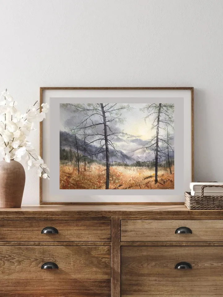 Forest Original Painting Trees Watercolor Wall Art Landscape