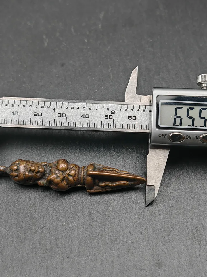 Gandhanra Antique Tibetan Amulet ,Vajrapani Phurba,Kila(Dorje Phurba) , Trantic Buddhism Ritual Implement Pendant,Made of Copper,2.36"