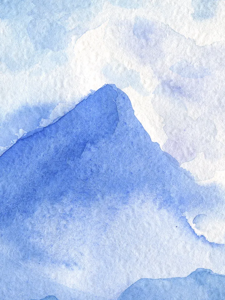 Watercolor poster with mountains, Watercolor digital file, Printable, Art poster, Blue-green landscape, Art print