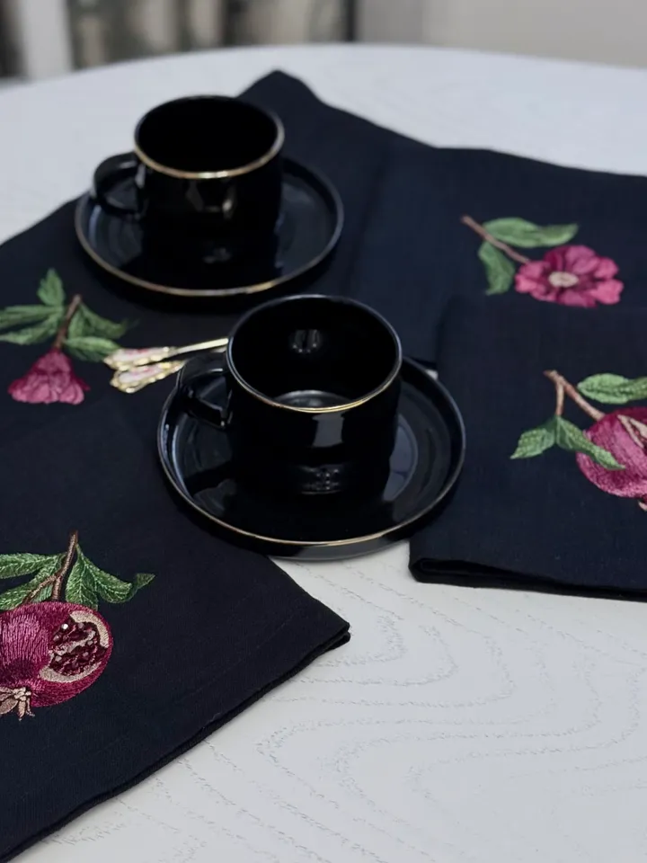 Set of four designs flowers and pomegranate fruits for small hoops
