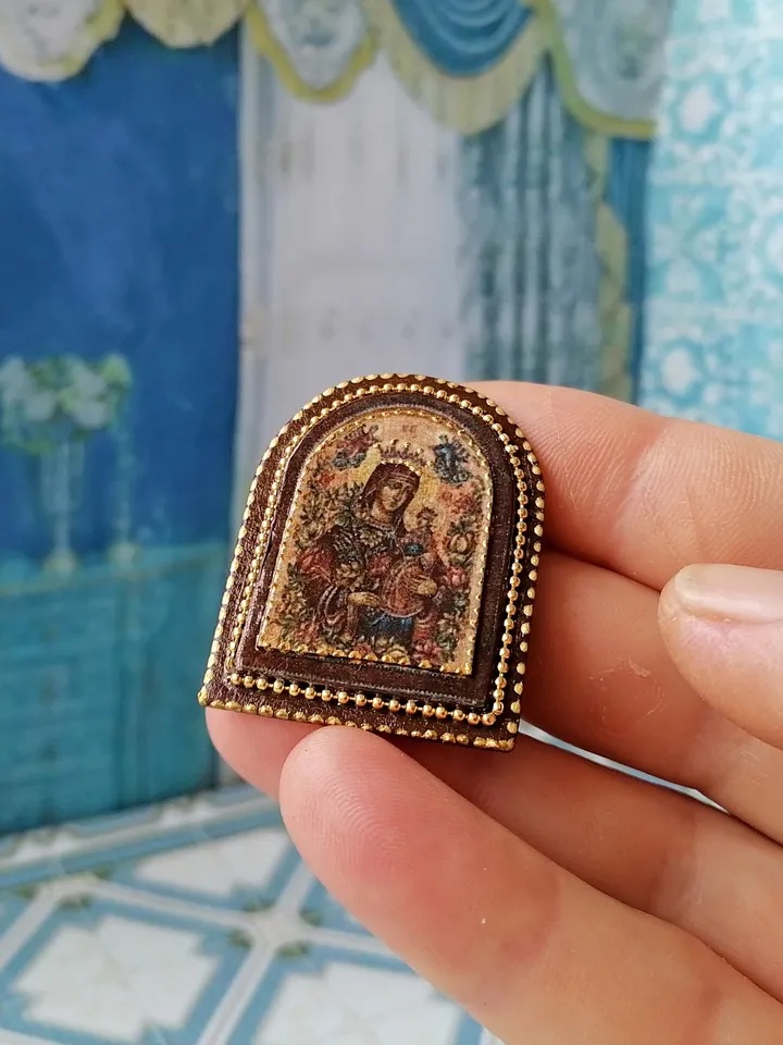 Miniature icon. Christmas icon.1:12 scale.Dollhouse miniature. Christmas. 1:12.Handmade. Ancient icon.