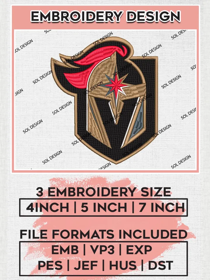 NHL Vegas Golden Knights Mascot Logo Embroidery Designs, NHL Vegas Golden Knights Team Logo Embroidery, Hockey Team Logo Emb Files, NHL Golden Knights Machine embroidery Files, Digital Download