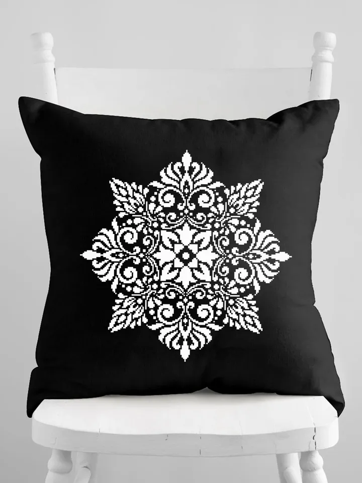 Flower mandala cross stitch pattern PDF download Monochrome cross stitch chart, Simple mandala pattern digital PDF, Mandala ornament #M258