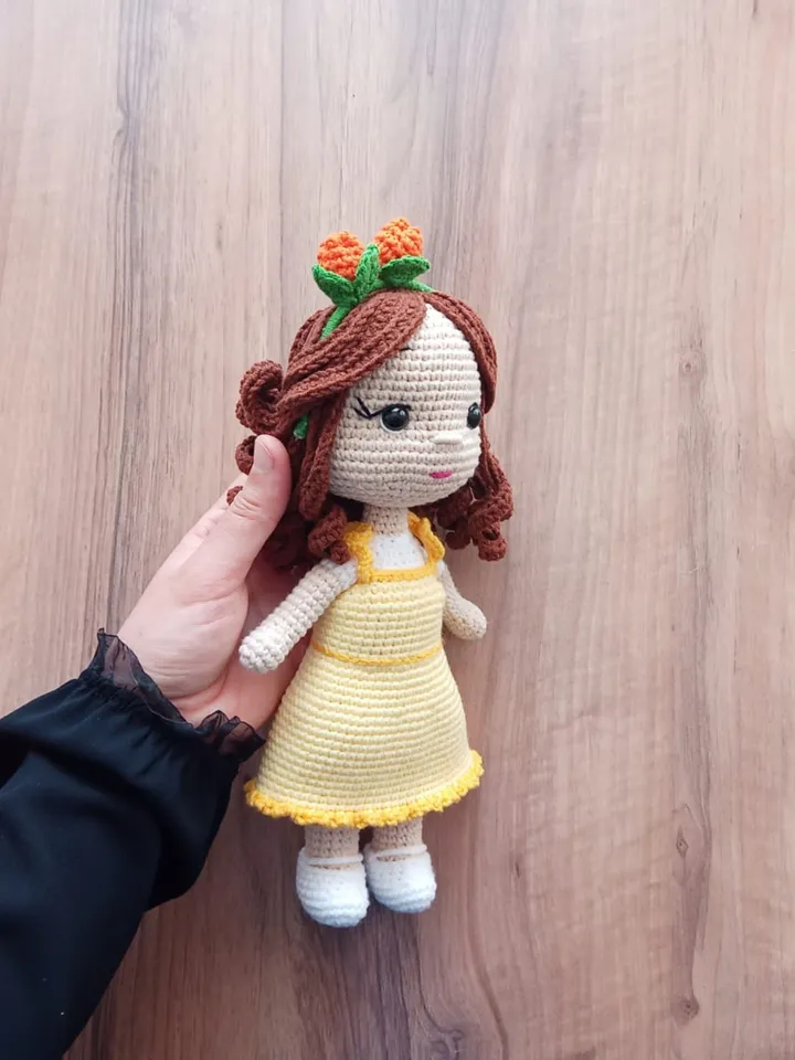 Amigurumi Doll Only Tulip Costume Pdf Pattern Tutorial English, Crochet Tulip Doll Pattern, Cute Knitted Flower Doll for Girls