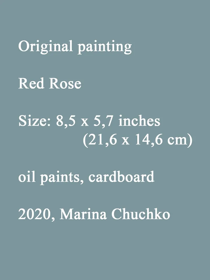 Red Rose PAINTING 8,5x5,7" ORIGINAL Flower Artwork Signed by artist Marina Chuchko Oil Painting Impressionist Hand Painted Art