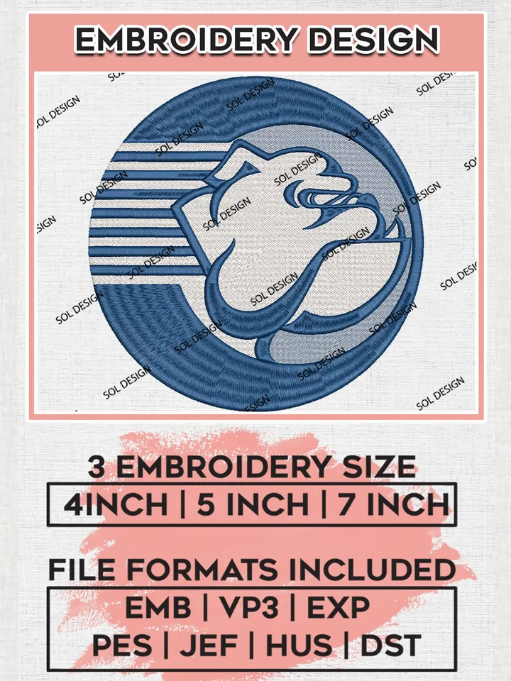 NCAA Yale Bulldogs College Team Head Mascot Logo Embroidery Design Files, NCAA Yale Bulldogs Machine Embroidery, NCAA Teams, Game Day, 3 sizes, NCAA Machine embroidery designs, Digital Download