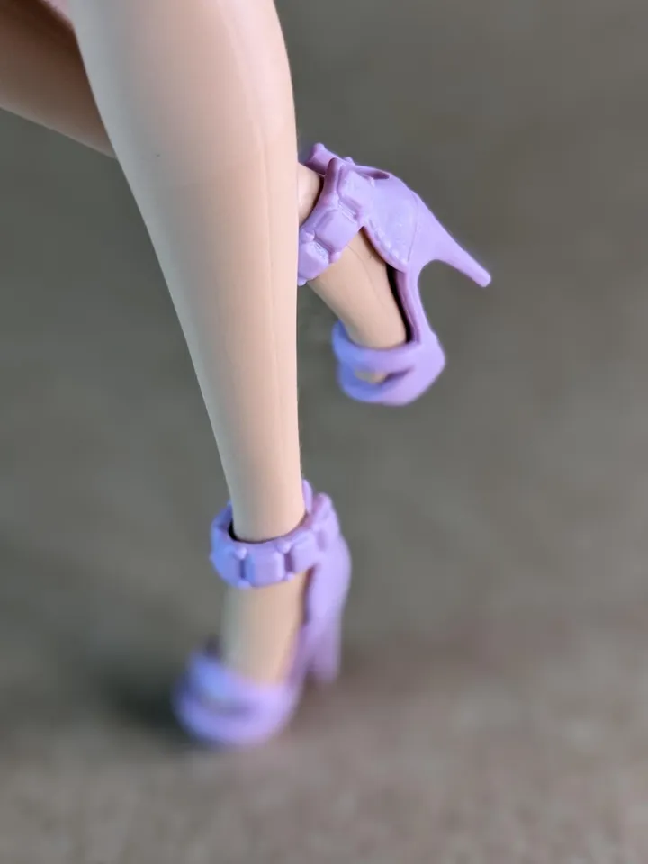 Purple heel sandals for 1/6 scale female dolls