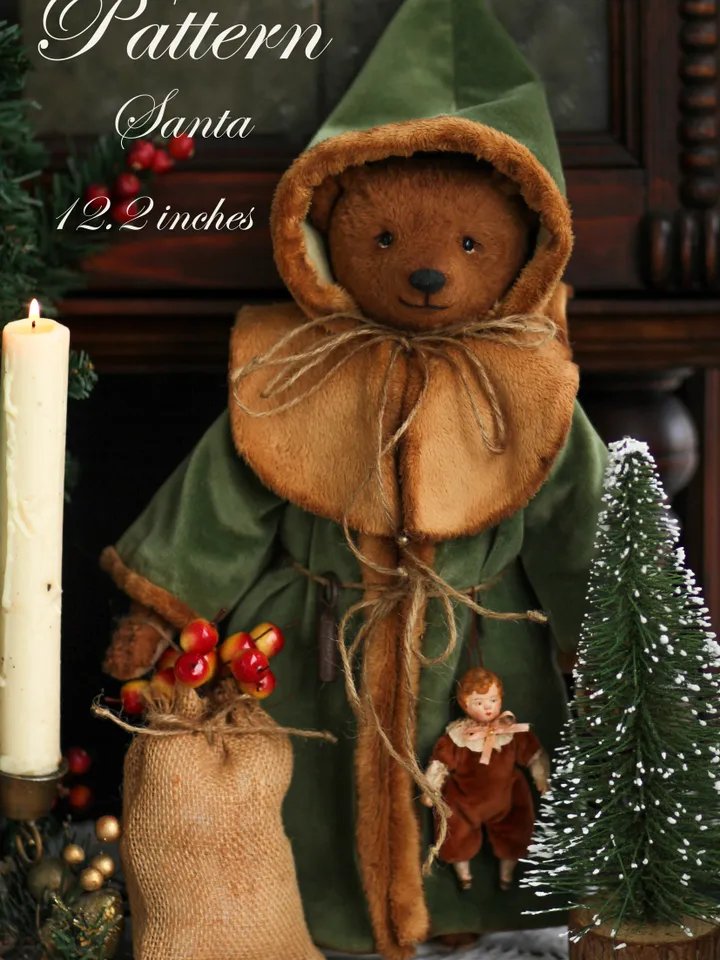 PATTERN OF SANTA CLAUS BEAR PDF Handmade Artist Collectible Teddy Bear OOAK Vintage Stuffed animal toys bear plushinnes