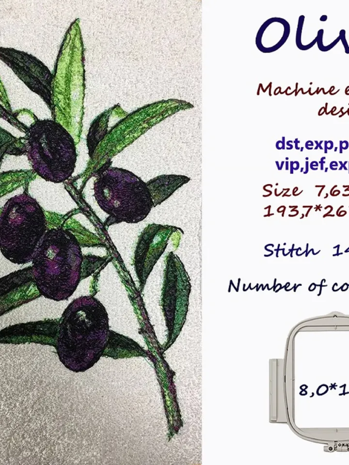 Olives photo stitch Machine Embroidery Design