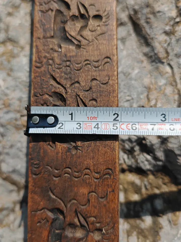 Gandhanra Antique Tibetan Buddhist Zanpar Wooden Mold Stick,Dharma Ritual Plate,Intricately Carved Esoteric Ritual Objects and protectors