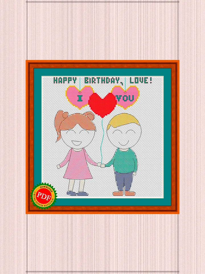 Happy Birthday Love Cross Stitch Pattern