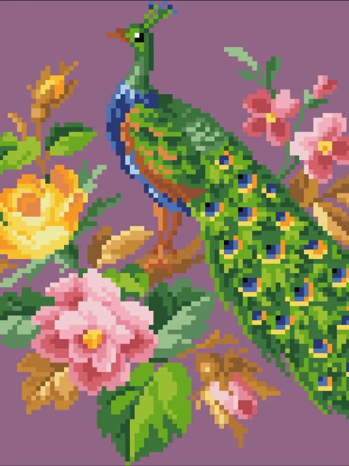 Antique Cross Stitch Pattern Peacock Digital Download PDF